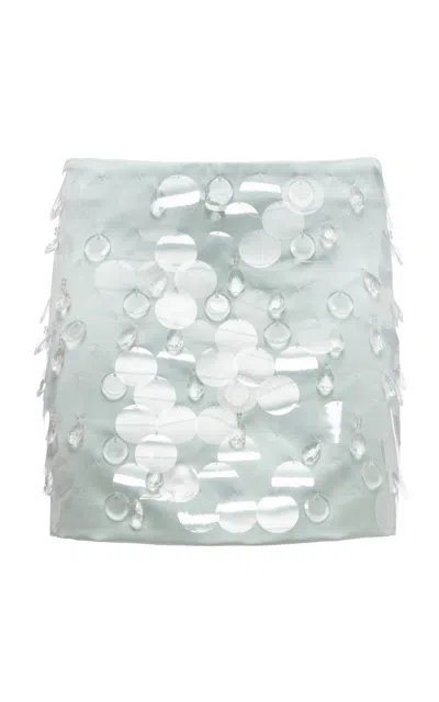Des_phemmes Micro Embellished Cotton Mini Skirt In Gray