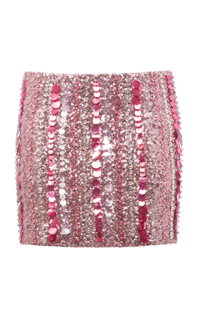 Des_phemmes Micro Sequined Mini Skirt In Pink