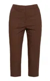 Des_phemmes Mid-rise Tailored Cotton-blend Capri Pants In Brown