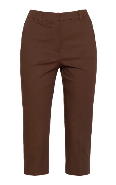 Des_phemmes Mid-rise Tailored Cotton-blend Capri Pants In Brown