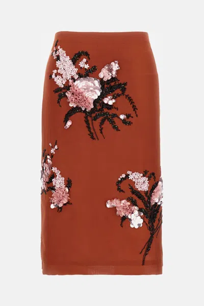 Des_phemmes Midi Skirt With Side Split In Brown