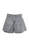 Des_phemmes Mini Skort In Wool And Lurex Houndstooth In Grey