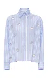 Des_phemmes Mirror-embellished Classic Cotton Button-down Shirt In Blue