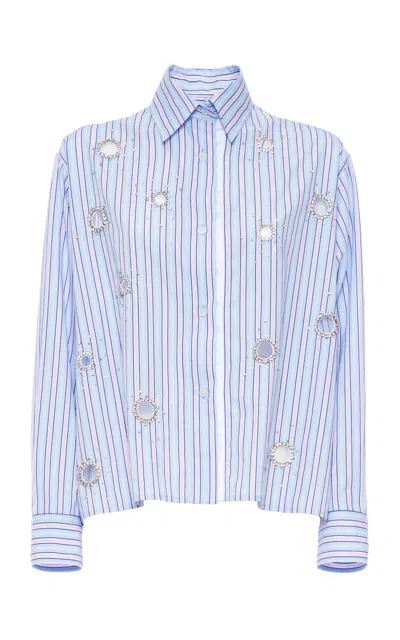 Des_phemmes Mirror-embellished Classic Cotton Button-down Shirt In Blue