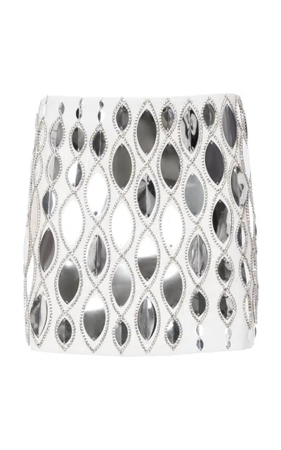 Des_phemmes Mirror-embellished Mini Skirt In White