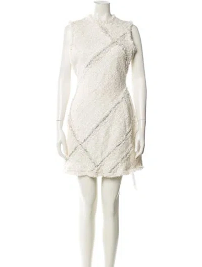 Pre-owned Des_phemmes Mock Neck Mini Dress In Neutral
