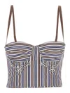 Des_phemmes Multicolor Bustier Style Top With Front Crystal Embellishments And All-over Striped Motif In Multi