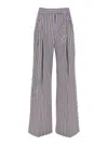 Des_phemmes Multicolor Pants With Faux-pearl Embellishments And All-over Striped Motif In Multicolor