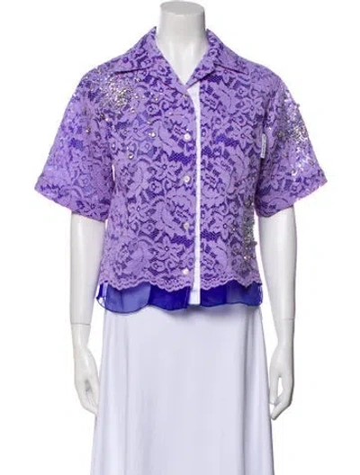 Pre-owned Des_phemmes Nylon Floral Print Evening Jacket In Purple