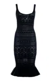 Des_phemmes Openwork Cotton Knit Midi Dress In Black