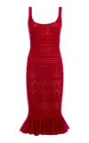 Des_phemmes Openwork Cotton Knit Midi Dress In Red