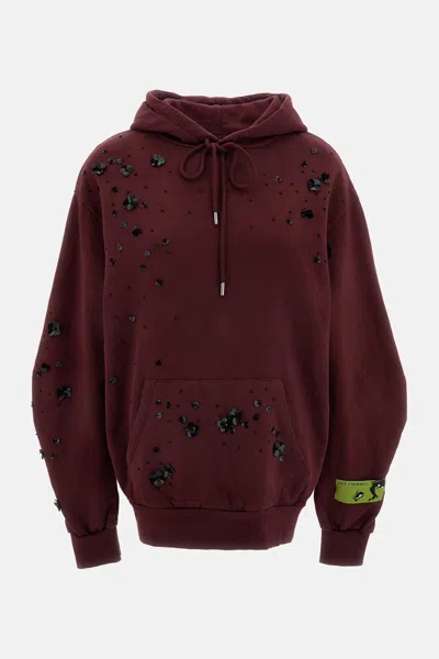 Des_phemmes Oversize Hoodie With Pouch And Embellishments In Burgundy
