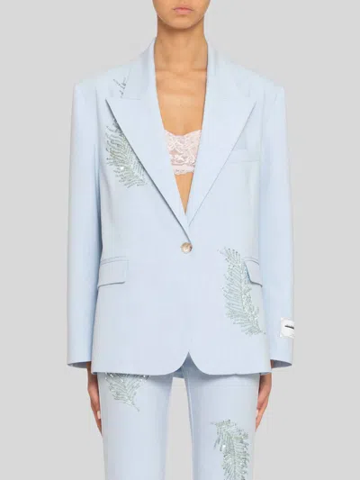Des_phemmes Oversized Blazer With Sequin In Blueberry