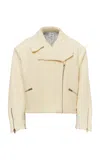 Des_phemmes Oversized Boucle Wool Biker Jacket In Ivory