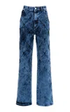 Des_phemmes Oversized Cargo Jeans With Net Embroidery In Blue