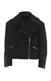 Des_phemmes Oversized Splash Embroidery Biker Jacket In Black