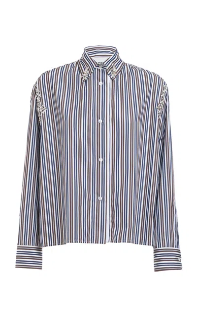 Des_phemmes Oversized Striped Cotton Boyfriend Top In Navy