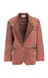 Des_phemmes Oversized Washed Denim Blazer In Bronze