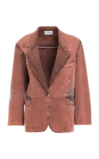 Des_phemmes Oversized Washed Denim Blazer In Bronze