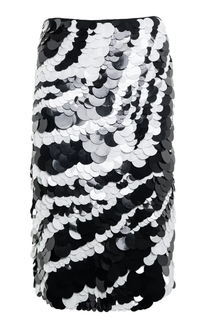 Des_phemmes Paillette-sequined Midi Skirt In Black,white