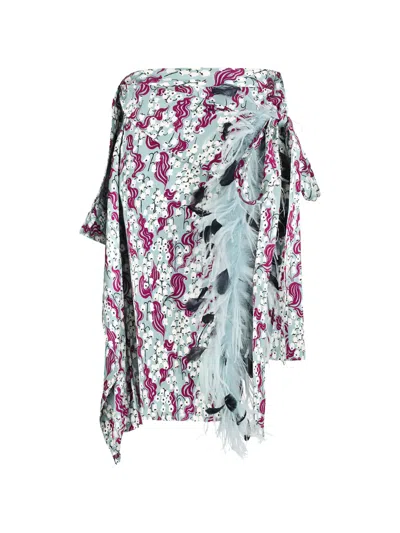 Des_phemmes Panel Feather Wrap Midi Skirt In Blue