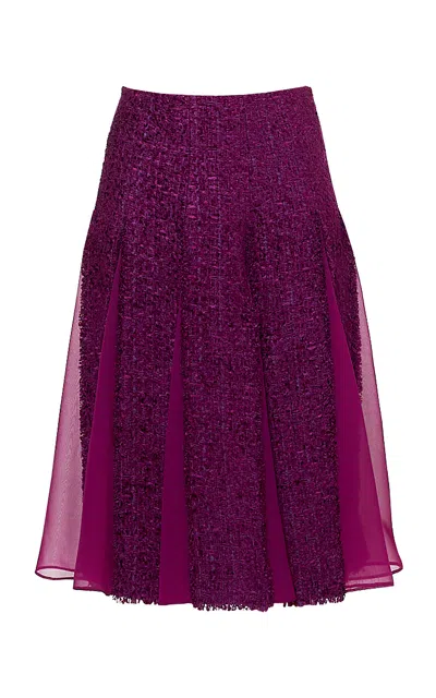 Des_phemmes Paneled Hand Woven Tweed Skirt In Purple