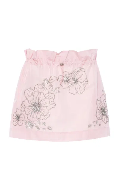 Des_phemmes Parachute Floral Bead-embellished Mini Skirt In Pink