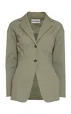 Des_phemmes Patch Pocket Fitted Stretch-cotton Blazer In Green