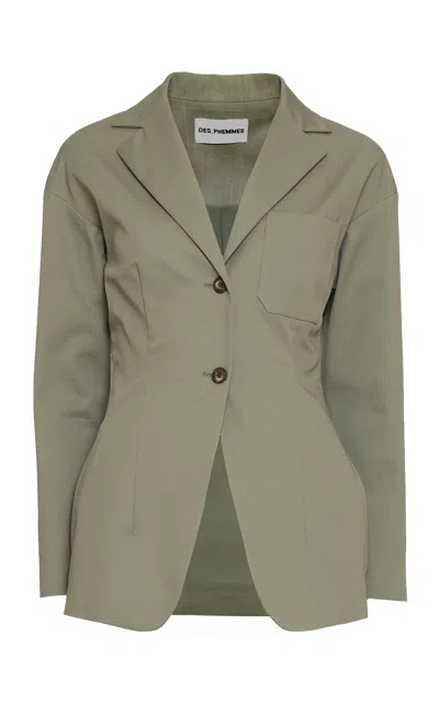 Des_phemmes Patch Pocket Fitted Stretch-cotton Blazer In Green
