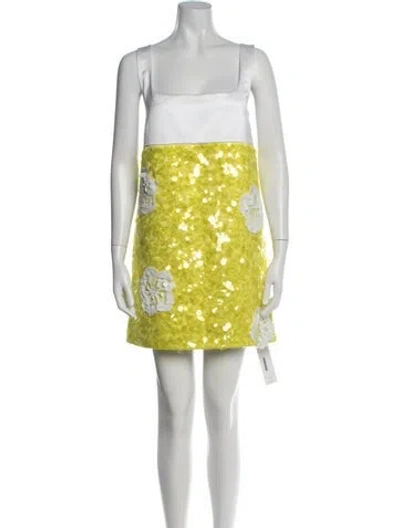 Pre-owned Des_phemmes Patterned Mini Dress In Yellow