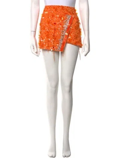 Pre-owned Des_phemmes Patterned Mini Skirt In Orange