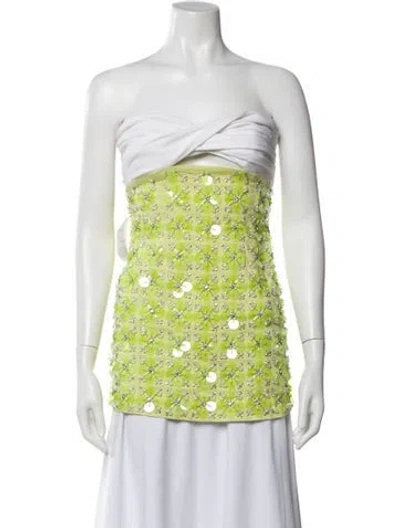 Pre-owned Des_phemmes Patterned Strapless Top In Green