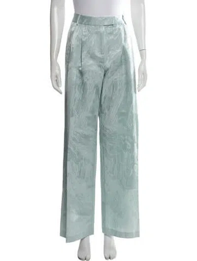 Pre-owned Des_phemmes Patterned Wide Leg Pants In Blue/green