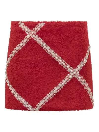 DES_PHEMMES PEARL-EMBELLISHED MINI SKIRT