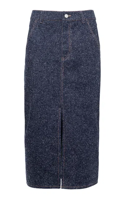 Des_phemmes Pencil Cotton-blend Midi Skirt In Blue