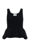 Des_phemmes Peplum Cotton Knit Top In Black