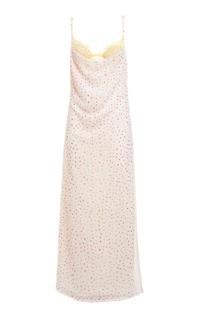Des_phemmes Polka Dot Printed Petticoat Midi Slip Dress In White