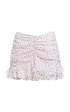 Des_phemmes Polka Dot Printed Ruffle Mini Skirt In White