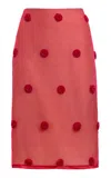 Des_phemmes Pom Pom-embellished Silk Maxi Skirt In Pink