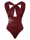 Des_phemmes Rhinestone-embellished Swimsuit In Burgundy