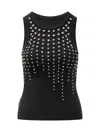 Des_phemmes Embellished Ribbed Jersey Tank Top In Black