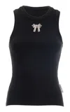 Des_phemmes Ribbed Tank Top With Bow Embroidery In Black