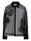 Des_phemmes Rose-embellished Tulle Shirt In Black