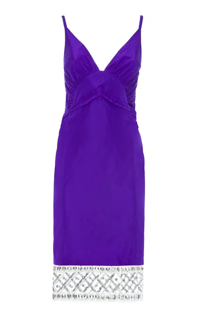 Des_phemmes Sequin-trimmed Midi Slip Dress In Purple