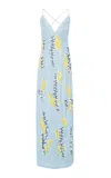 Des_phemmes Sequined Floral Design Maxi Dress In Blue