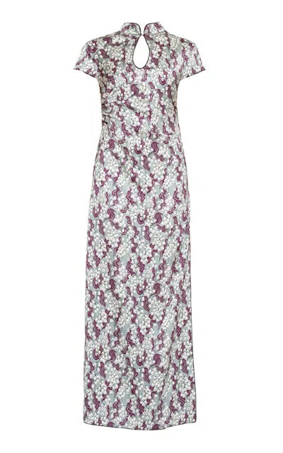 Des_phemmes Sequined Qipao Maxi Dress In Multi