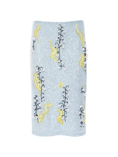 Des_phemmes Sequin-embellished Midi Skirt In Blue