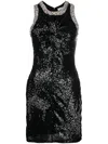Des_phemmes Sequinned Crystal-embellished Minidress In Black