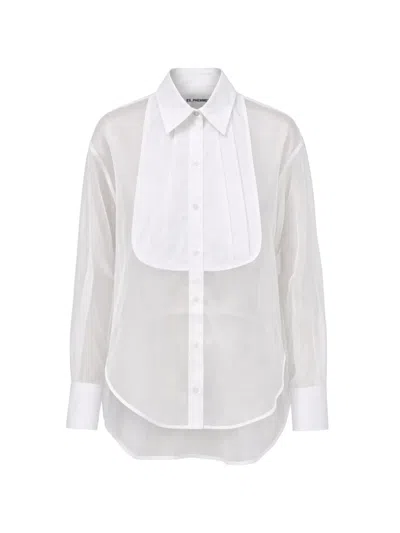 Des_phemmes Sheer Bib-detail Shirt In White