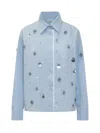 Des_phemmes Light Blue Shirt With Classic Collar And Embellishments On The Front In Blue